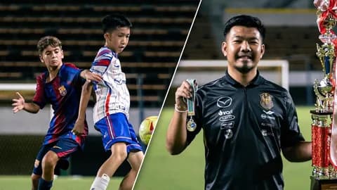 เจาะแผนการเล่น "โค้ชแอ้ม" ทำอย่างไร ให้ "ทีมจาก สปป.ลาว" พลิกชนะ "บาร์เซโลน่า"